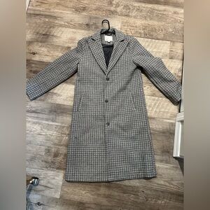 Women's Black and White Houndstooth Trench Coat